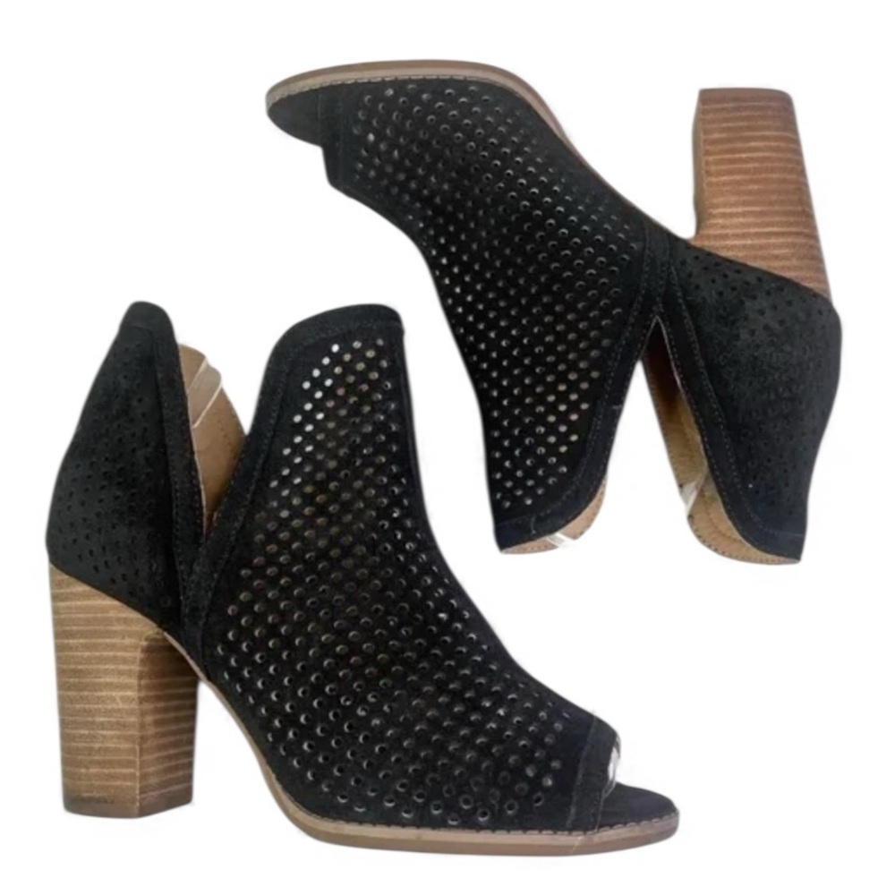 Black Peek a Boo Suede Booties|Ankle Boots|Black Suede Booties
